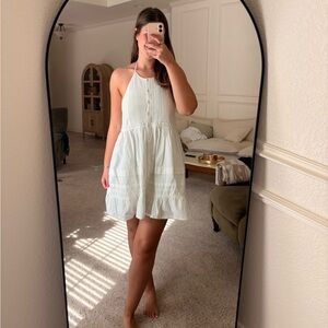 Free People White Button-Down Halter Dress